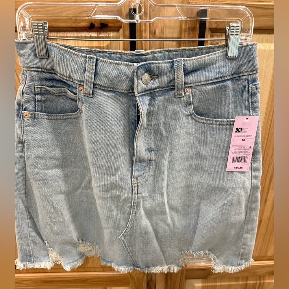 Target Wild Fable Light Blue Distressed Denim Mini Skirt